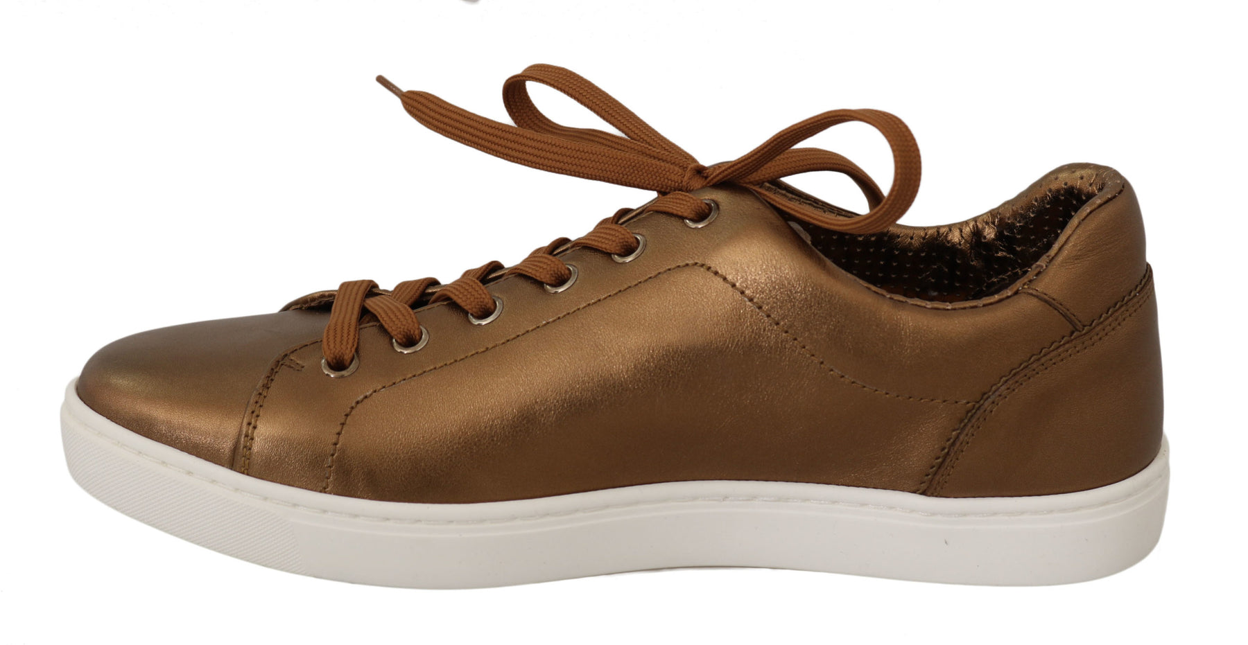 Dolce & Gabbana Gold Leather Mens Casual Sneakers | Regal Royce