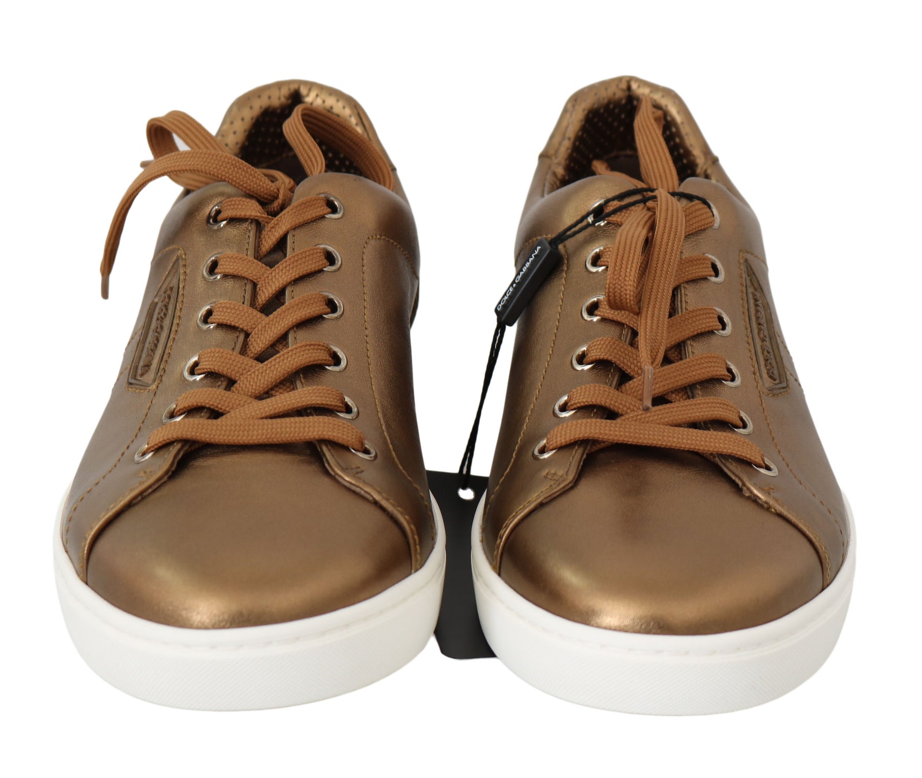 Dolce & Gabbana Gold Leather Mens Casual Sneakers | Regal Royce