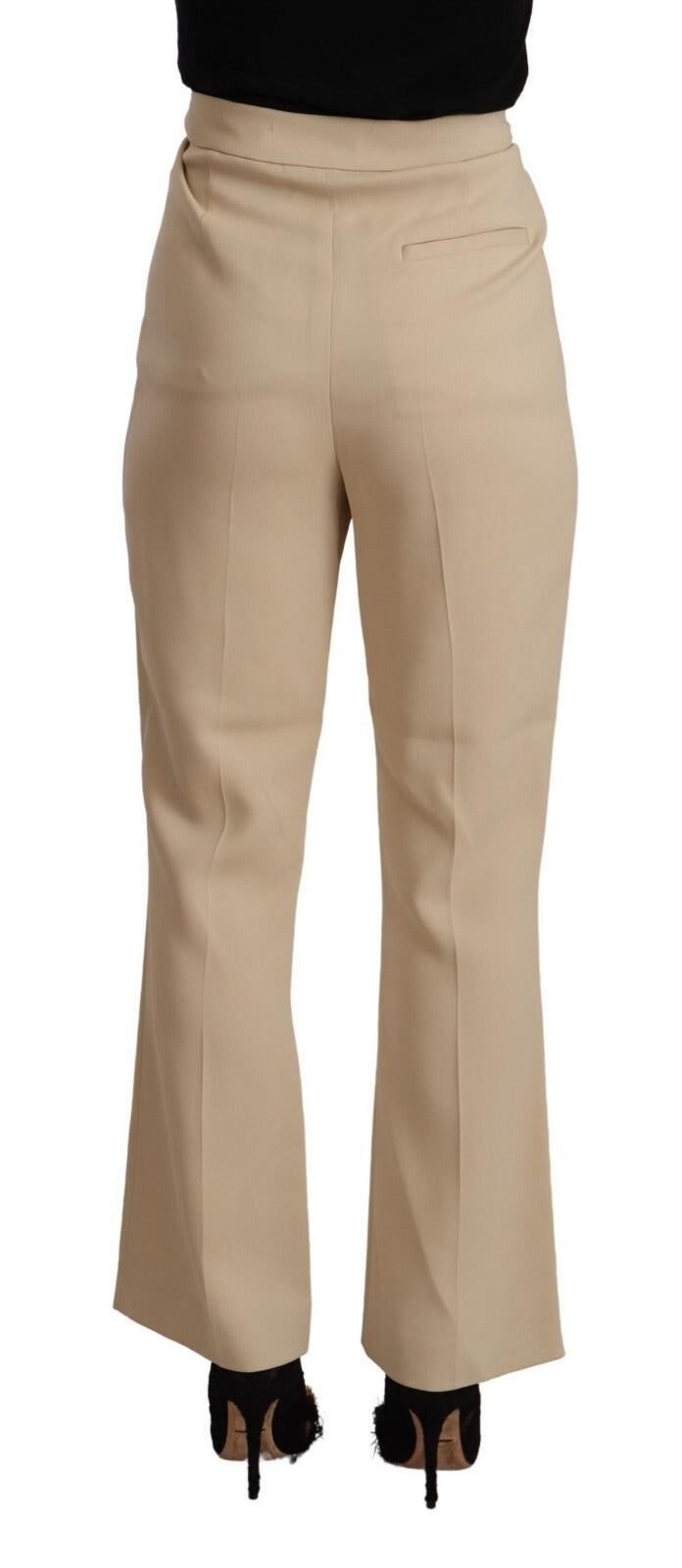 Alberta Ferretti Beige Viscose High Waist Flared Dress Trouser Pants | Regal Royce