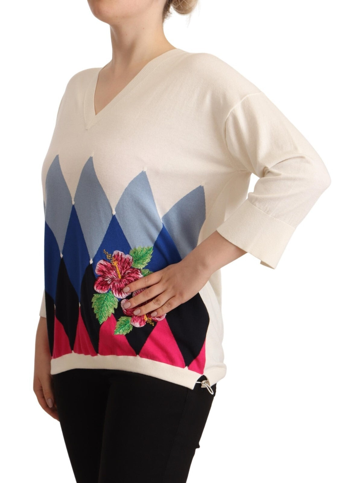 Ballantyne Multicolor Floral Cashmere Cotton Pullover Sweater | Regal Royce