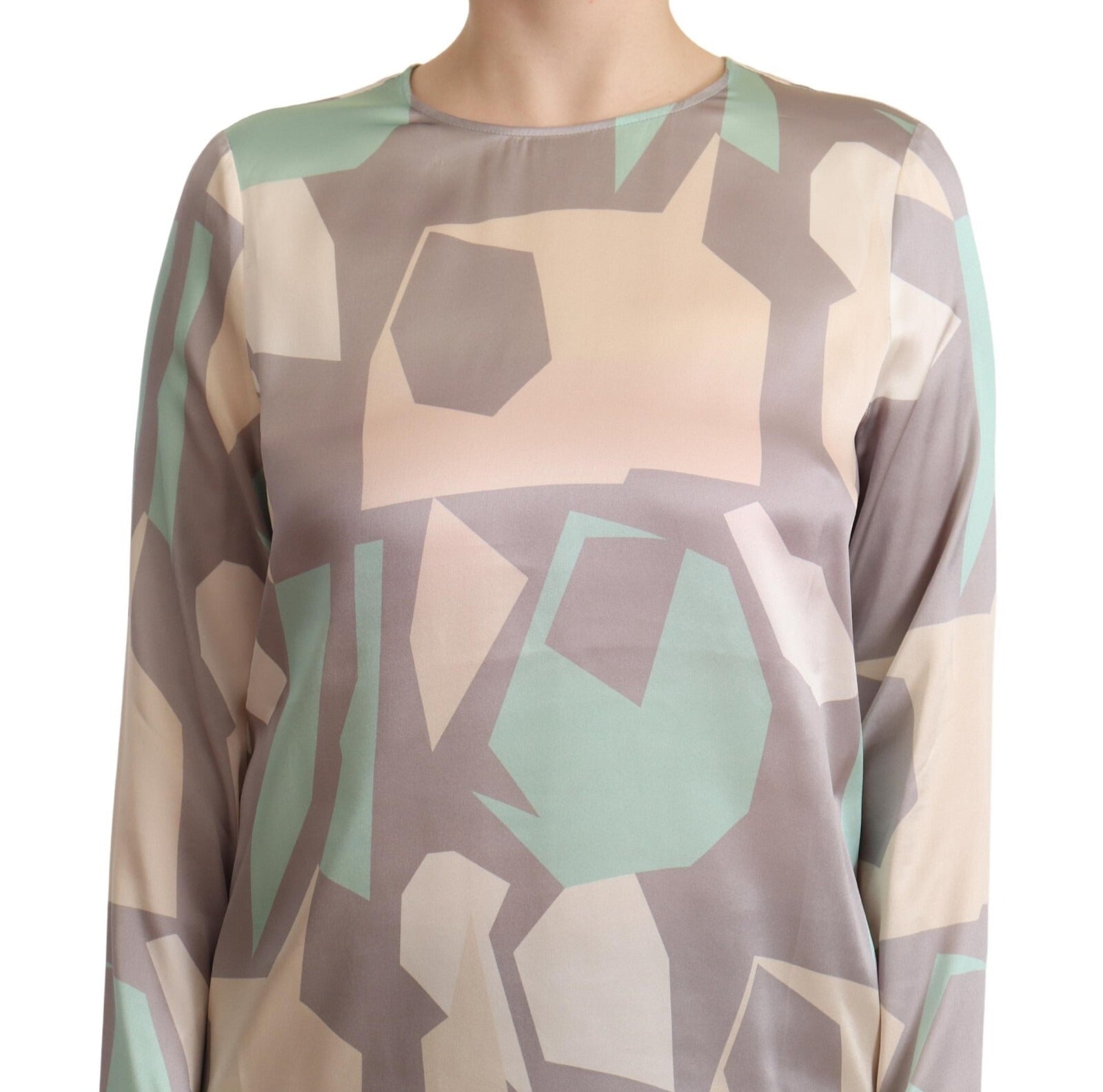 Fabiana Filippi Multicolor Silk Long Sleeves Round Neck Top Blouse | Regal Royce