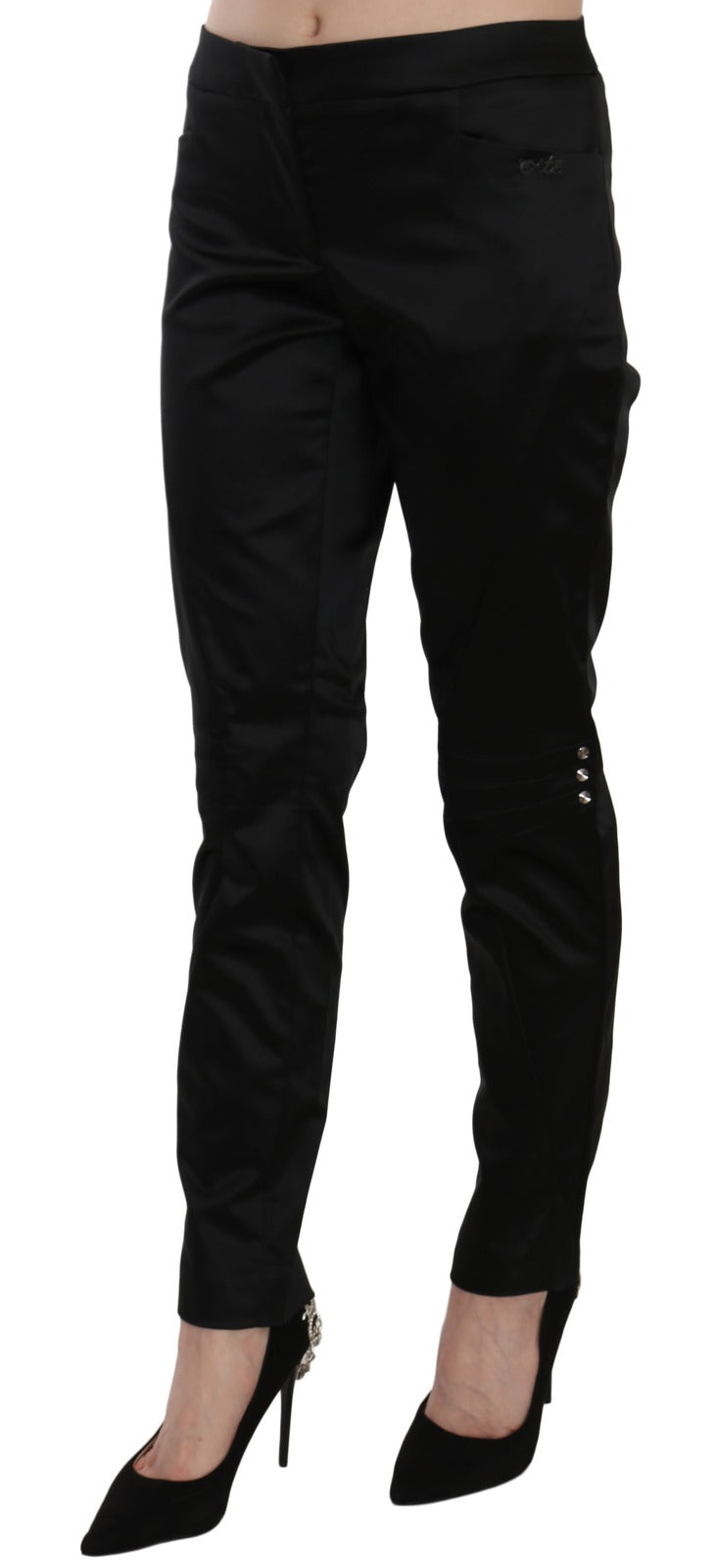 Exte Black Mid Waist Skinny Dress Formal Trousers Pants | Regal Royce