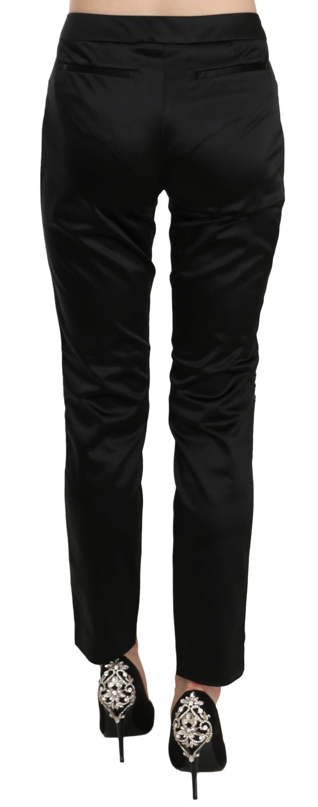 Exte Black Mid Waist Skinny Dress Formal Trousers Pants | Regal Royce