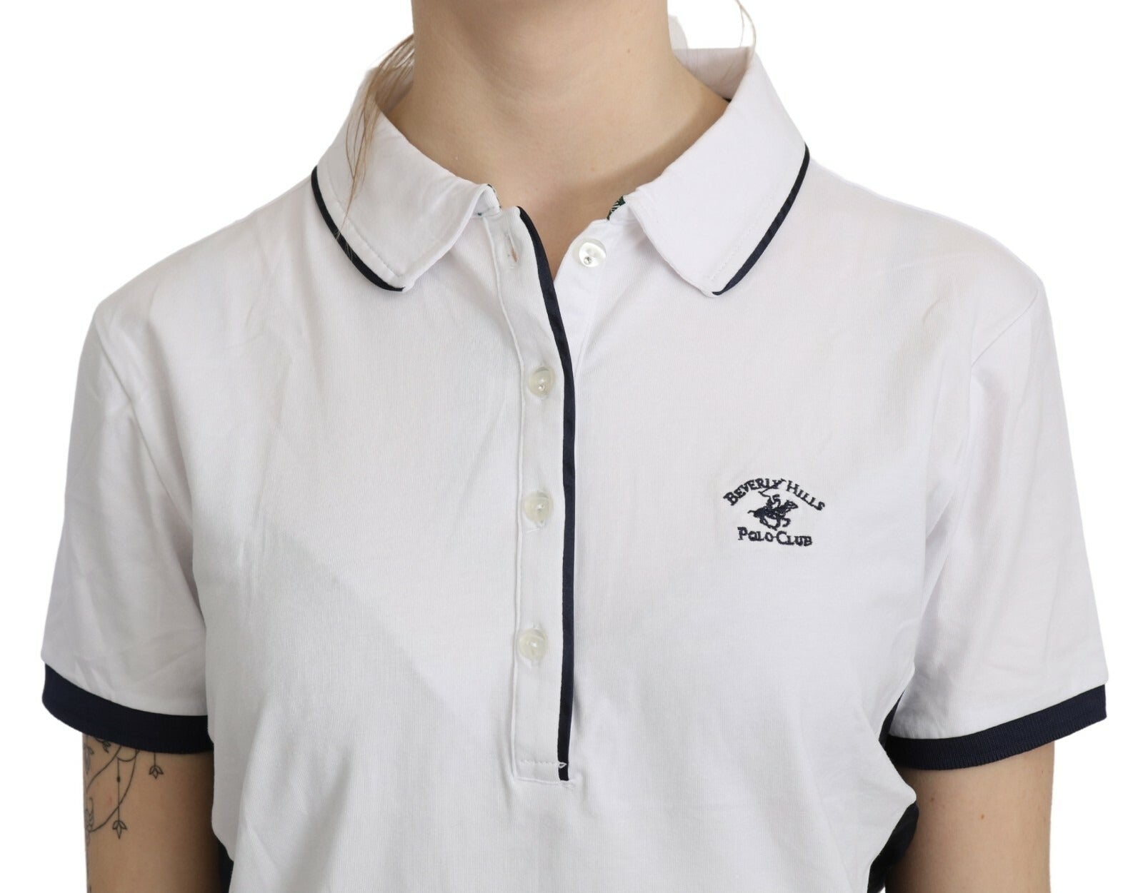 Beverly Hills Cotton White Collared Short Sleeve Top | Regal Royce