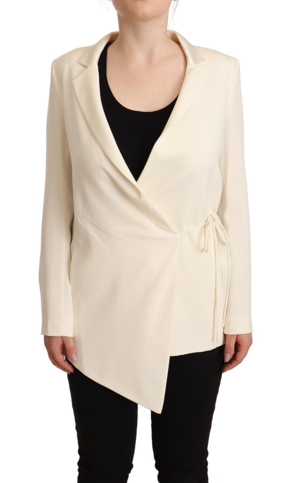 Patrizia Pepe Wrap Off White Long Sleeves Viscose Blazer Jacket | Regal Royce