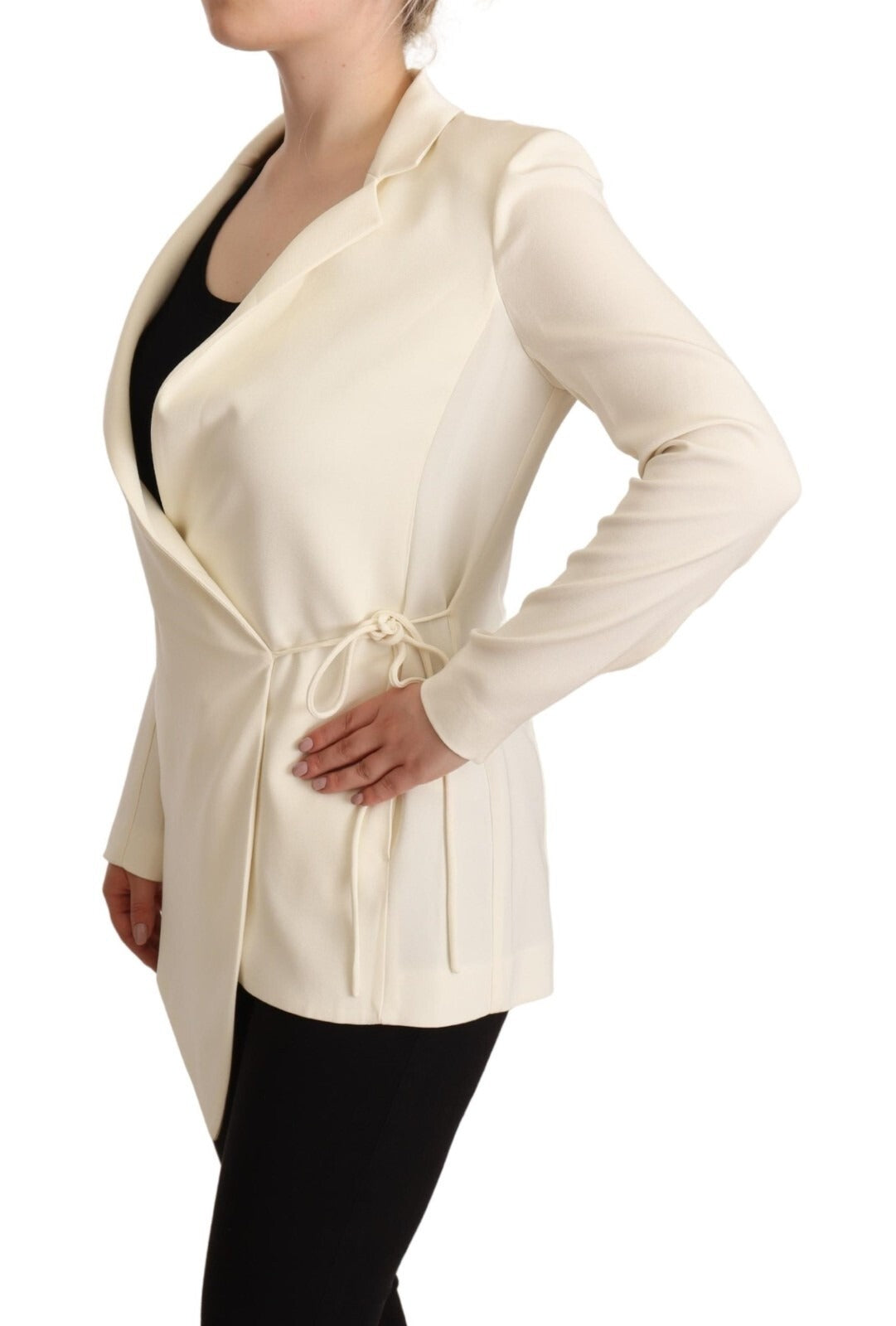 Patrizia Pepe Wrap Off White Long Sleeves Viscose Blazer Jacket | Regal Royce