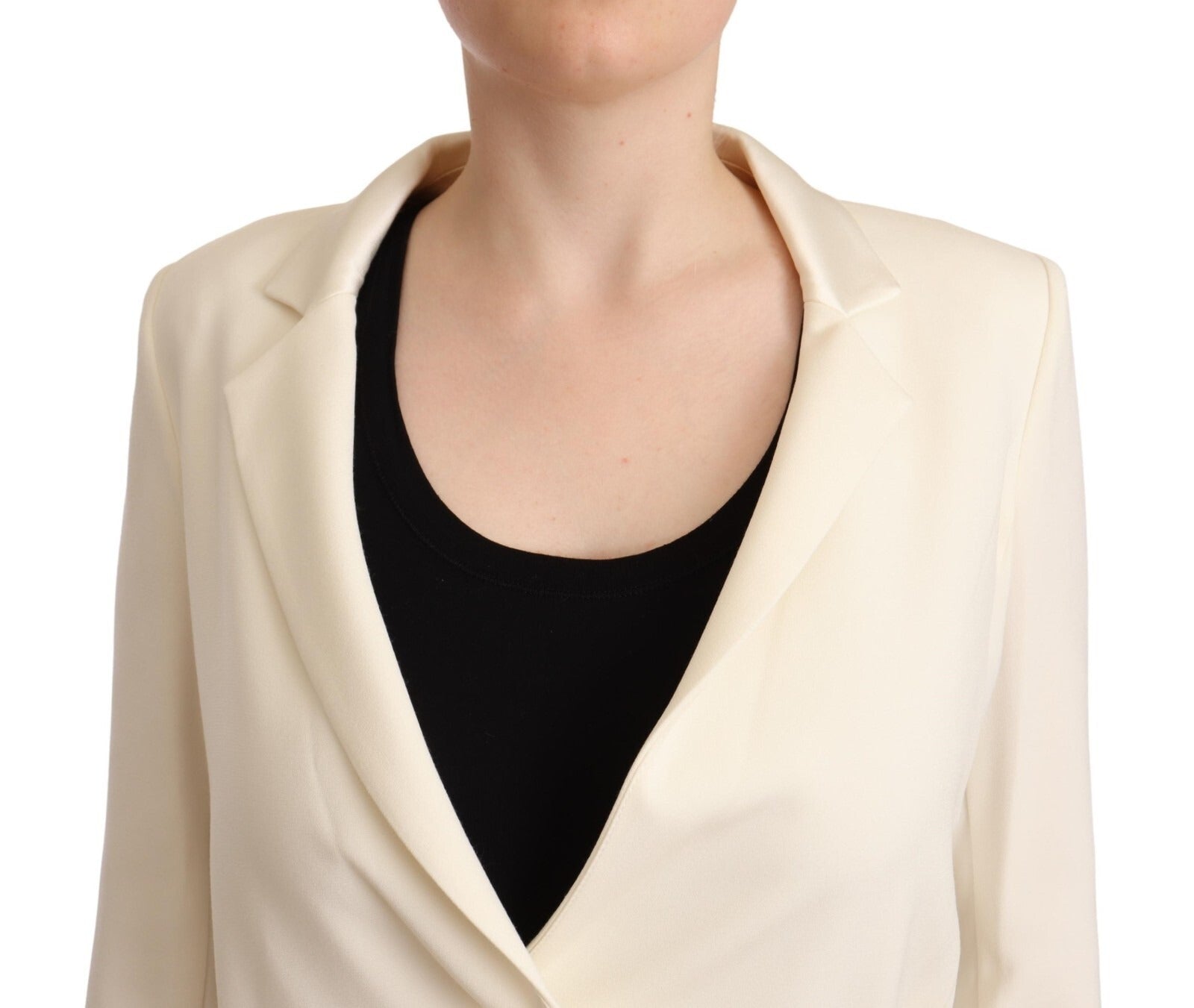 Patrizia Pepe Wrap Off White Long Sleeves Viscose Blazer Jacket | Regal Royce