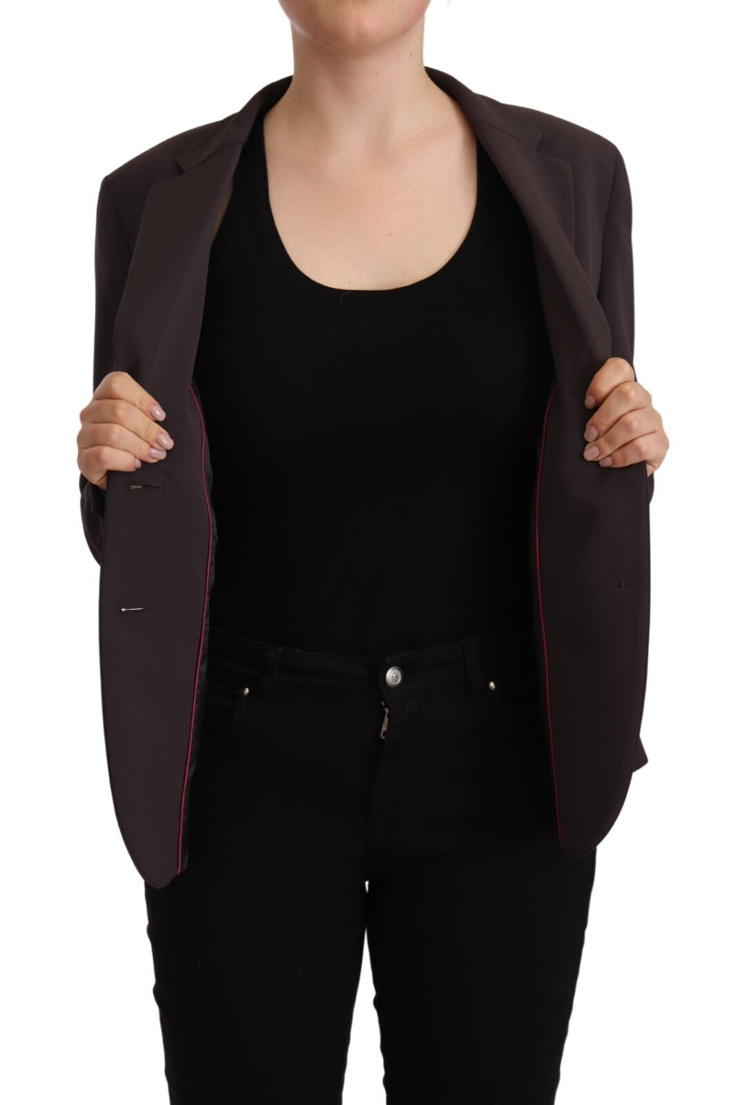 F.IT Brown Long Sleeve Single Breasted Women Jacket Blazer | Regal Royce