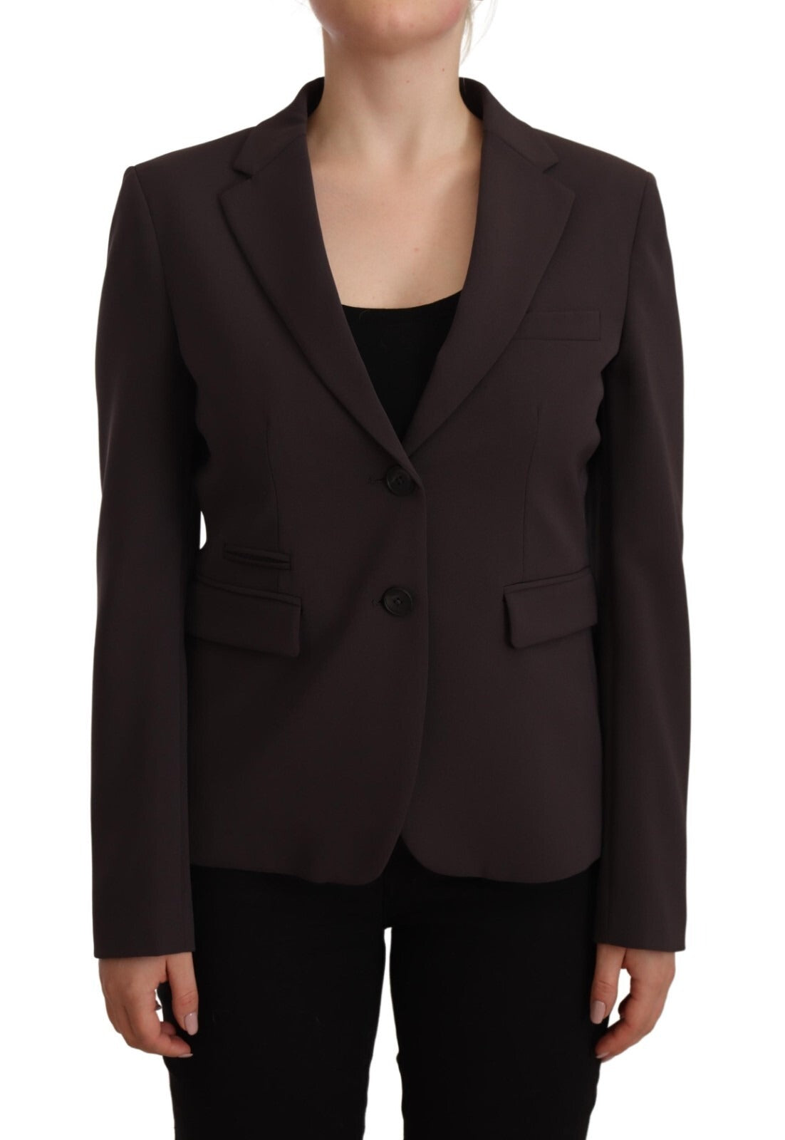 F.IT Brown Long Sleeve Single Breasted Women Jacket Blazer | Regal Royce