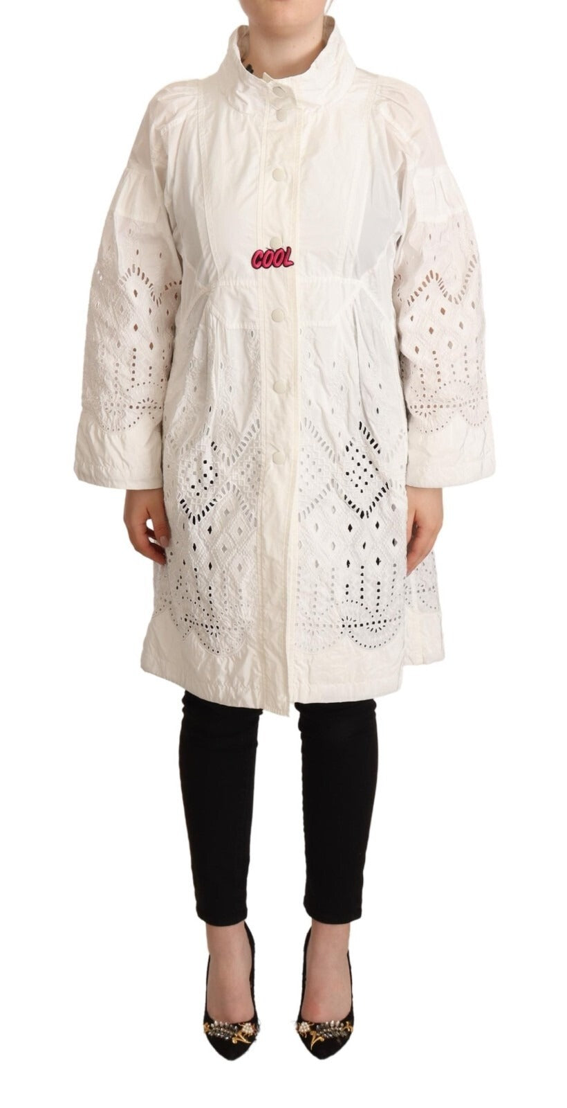 Ermanno Scervino Button Down White Long Sleeve Polyester Jacket | Regal Royce