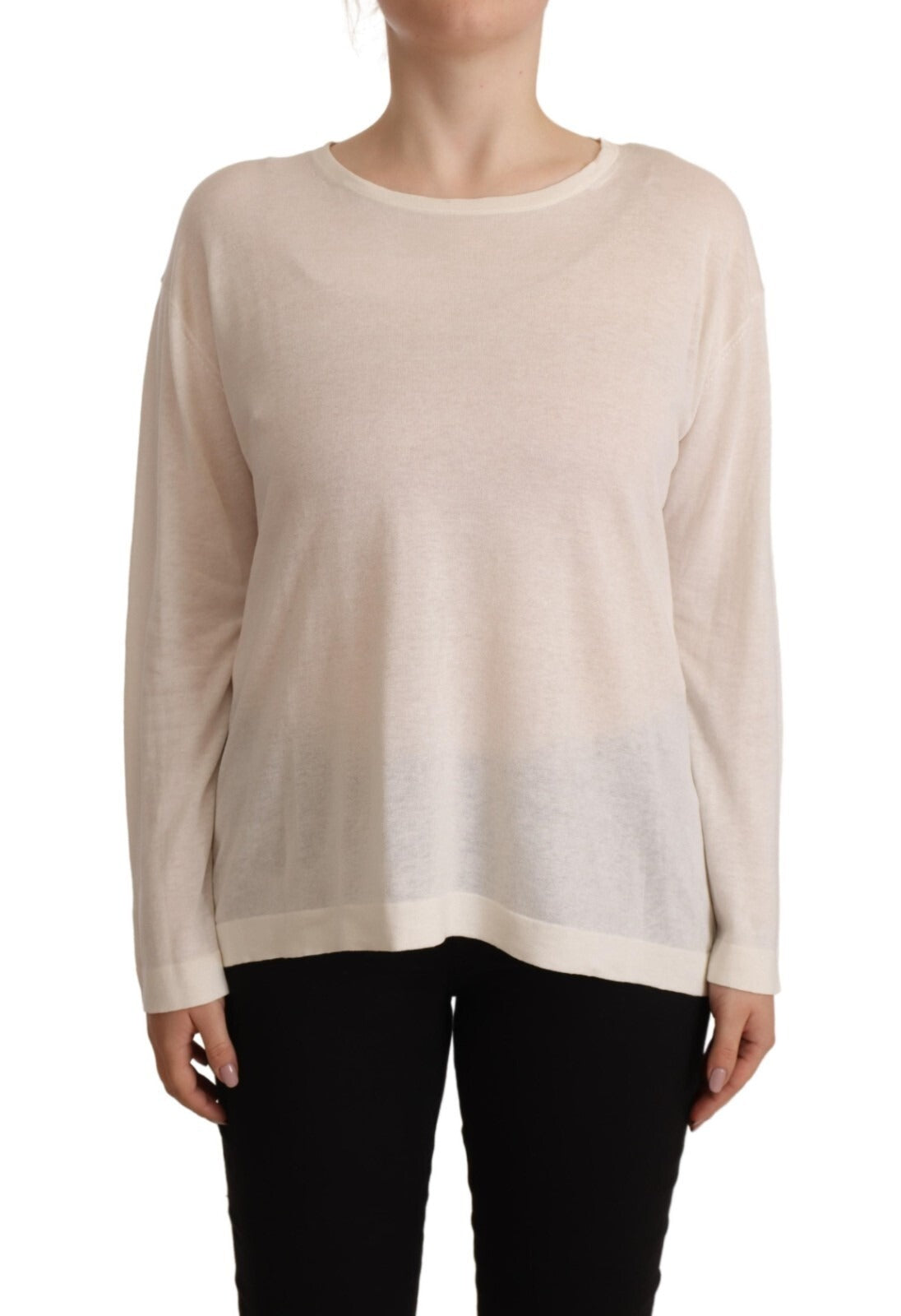 Ballantyne Off White Long Sleeves Round Neck Pullover Sweater | Regal Royce