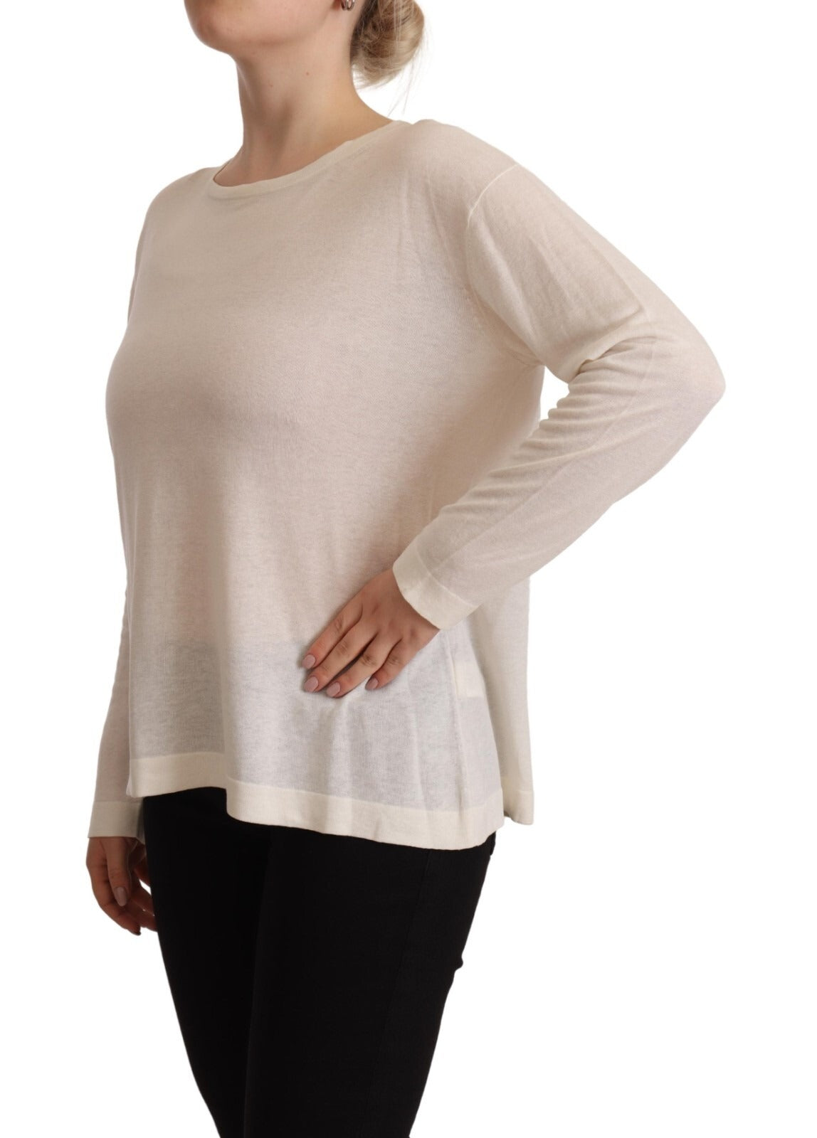Ballantyne Off White Long Sleeves Round Neck Pullover Sweater | Regal Royce