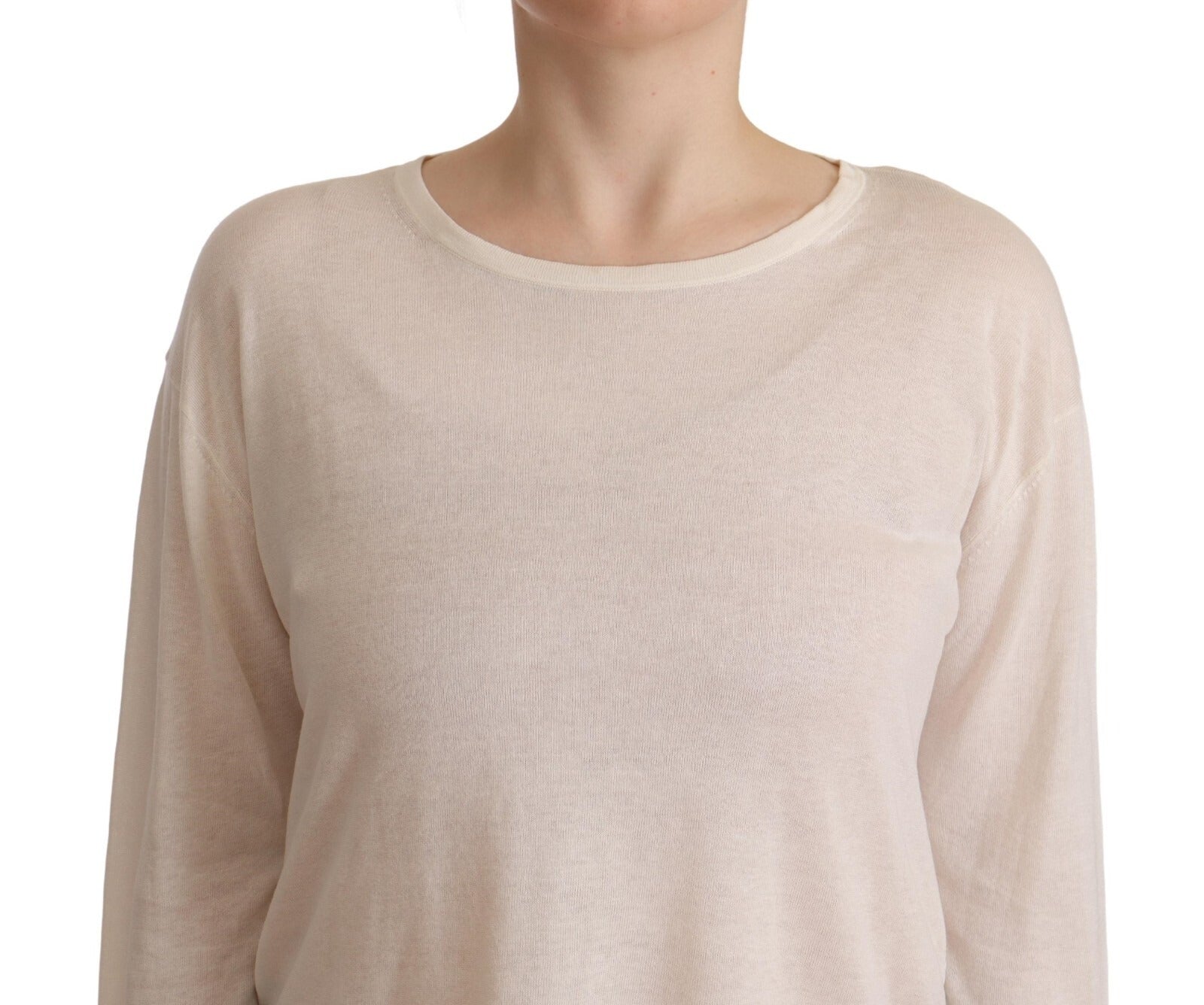 Ballantyne Off White Long Sleeves Round Neck Pullover Sweater | Regal Royce