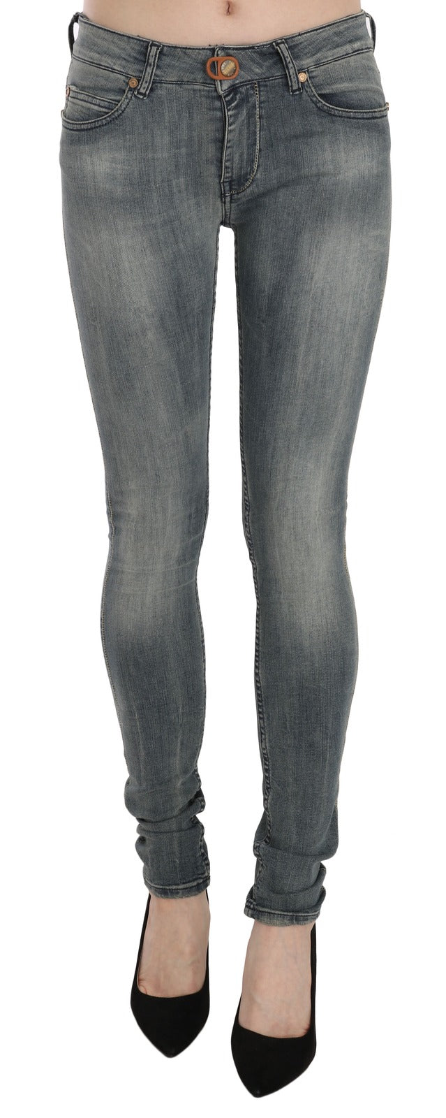 PLEIN SUD Blue Washed Low Waist Slim Fit Skinny Denim Casual Jeans | Regal Royce