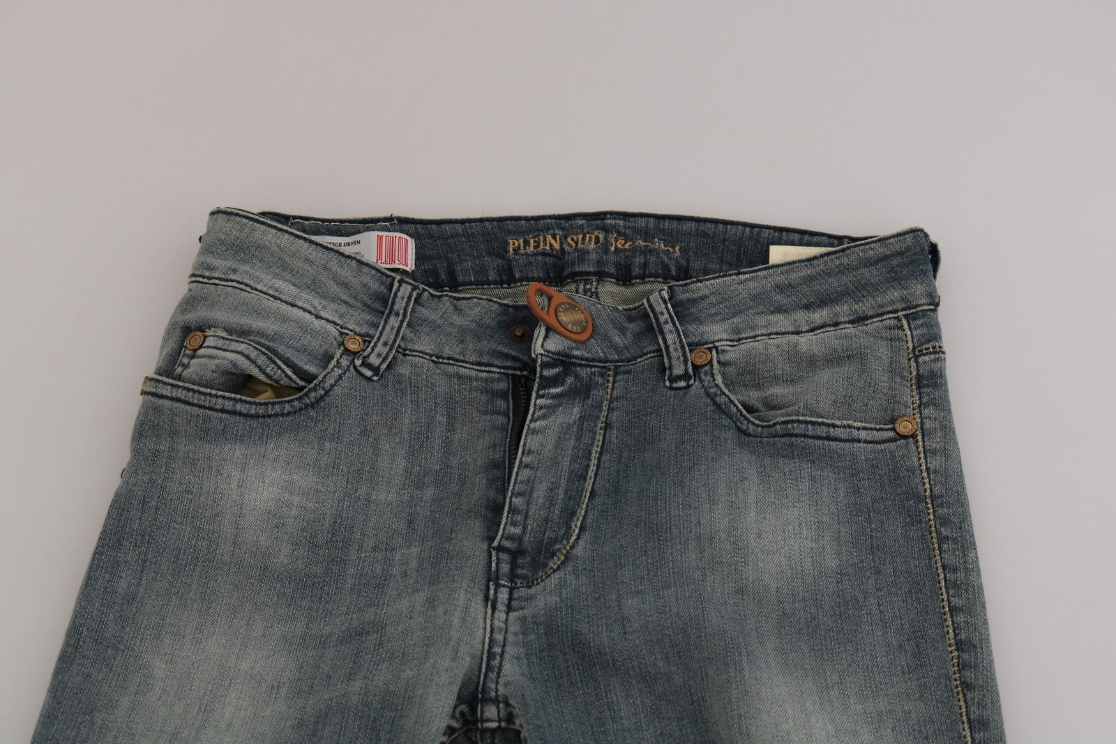 PLEIN SUD Blue Washed Low Waist Slim Fit Skinny Denim Casual Jeans | Regal Royce