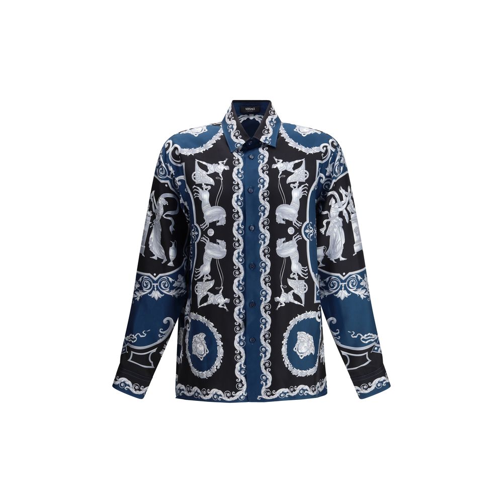 Versace Blue Silk Pattern Shirt | Regal Royce