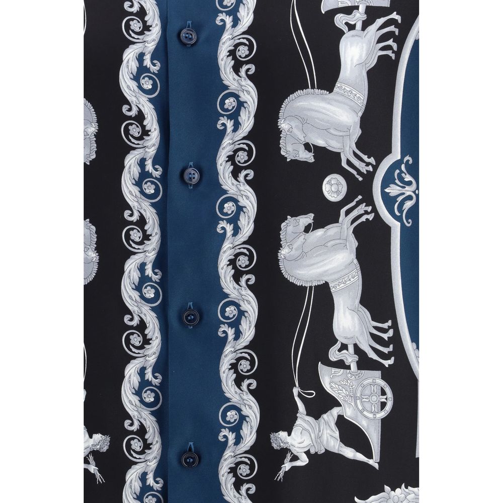 Versace Blue Silk Pattern Shirt | Regal Royce