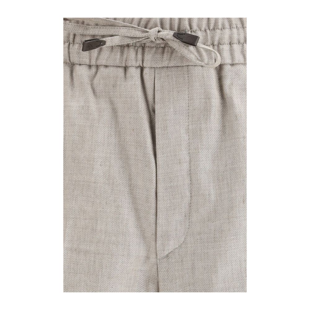 Brioni Gray Linen Casual Pants | Regal Royce