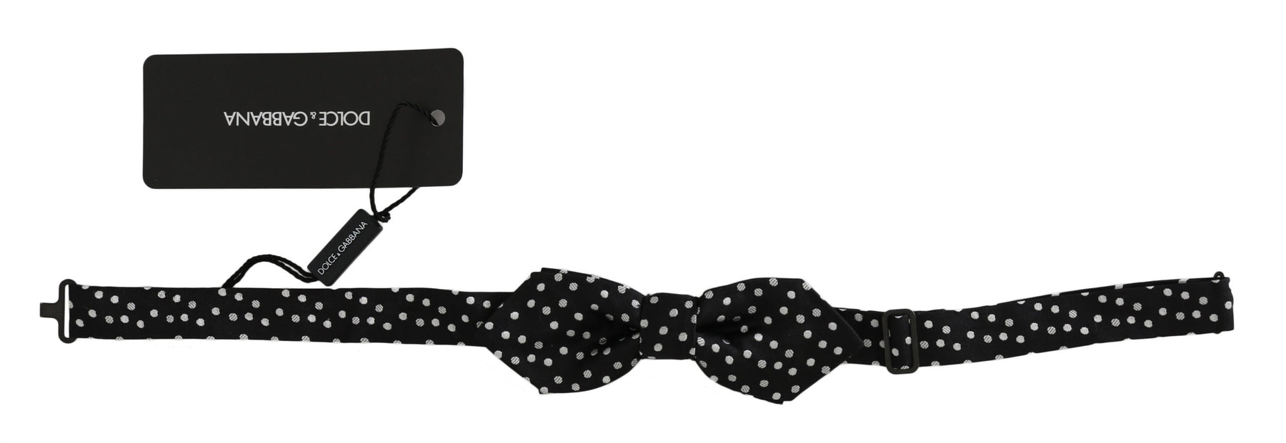 Dolce & Gabbana Black Polka Dots Silk Adjustable Neck Papillon Men Bow Tie | Regal Royce