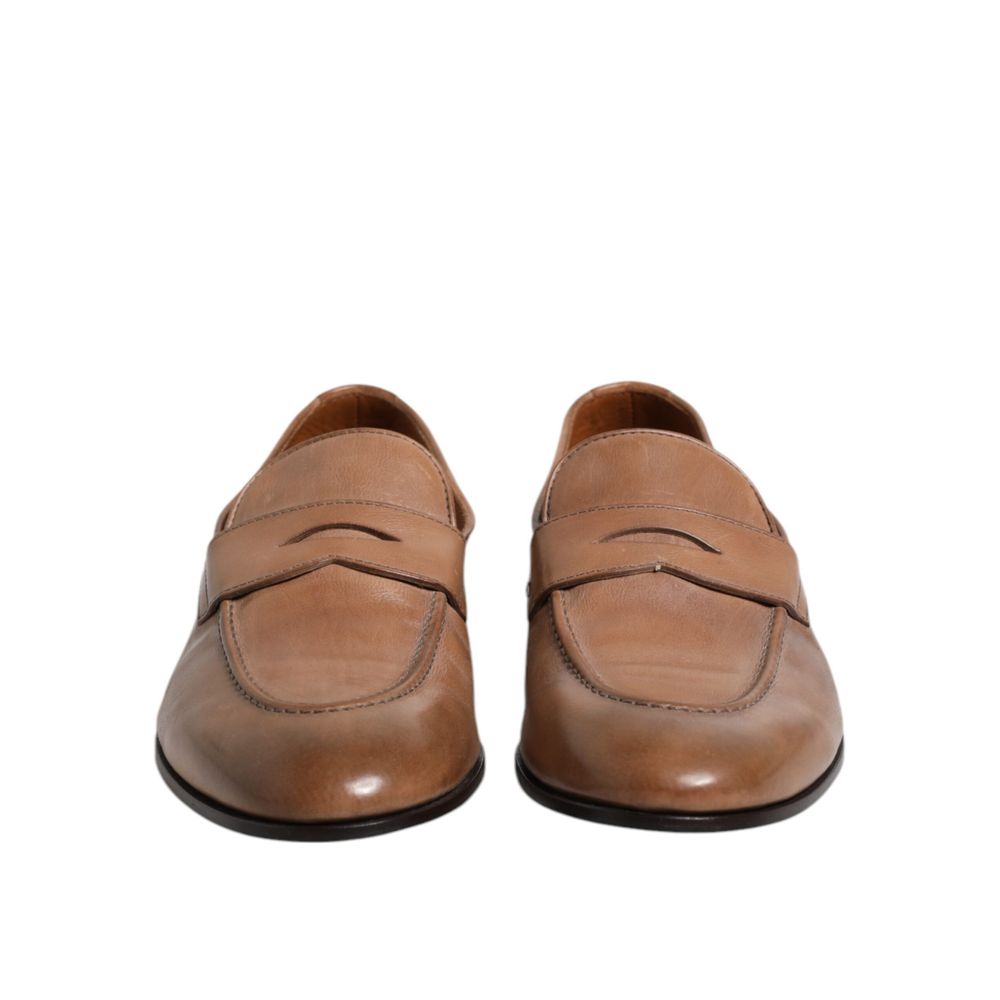 Brunello Cucinelli Brown Leather Slip-On Loafers | Regal Royce