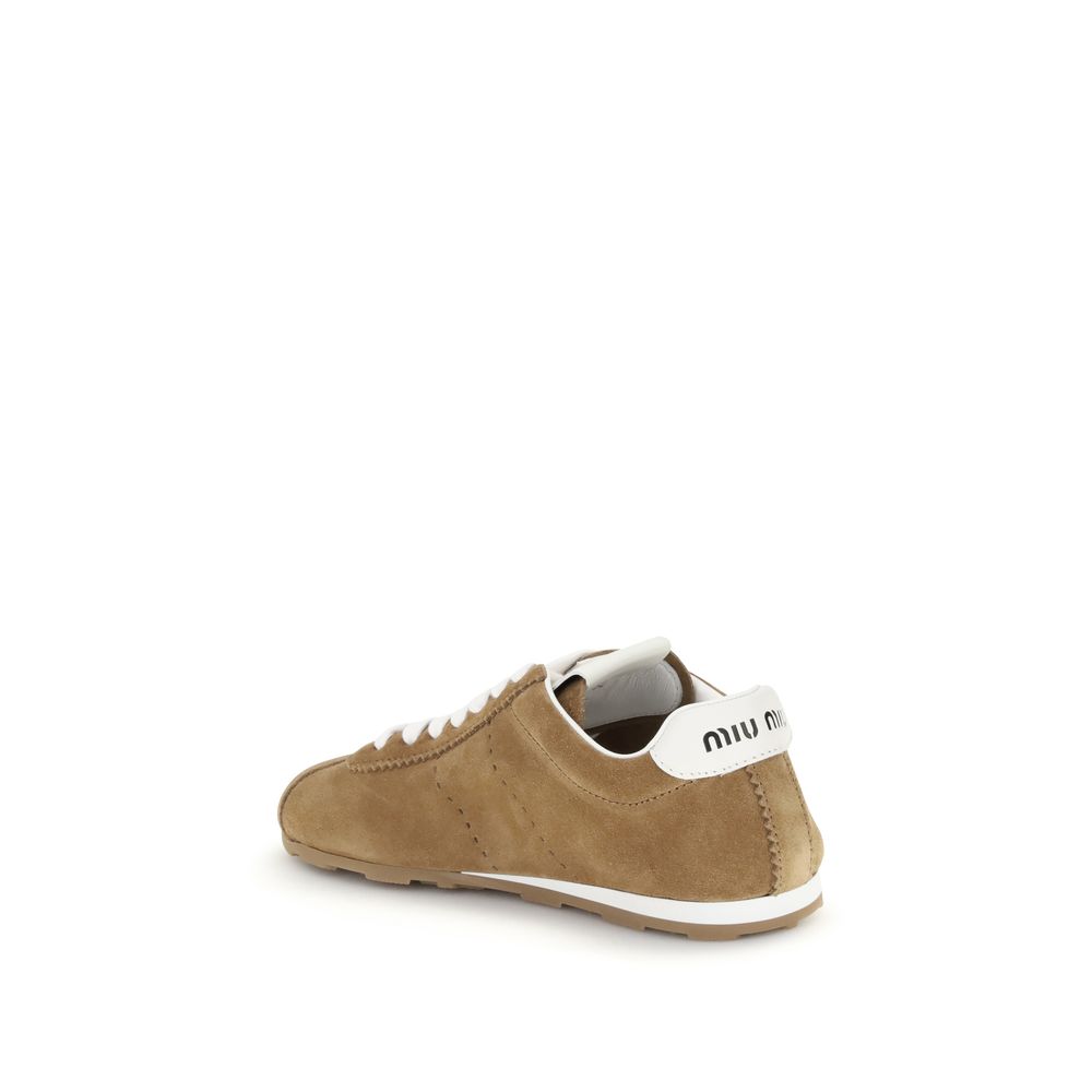 Miu Miu Brown Calf Leather Bos Taurus Athletic Sneakers | Regal Royce