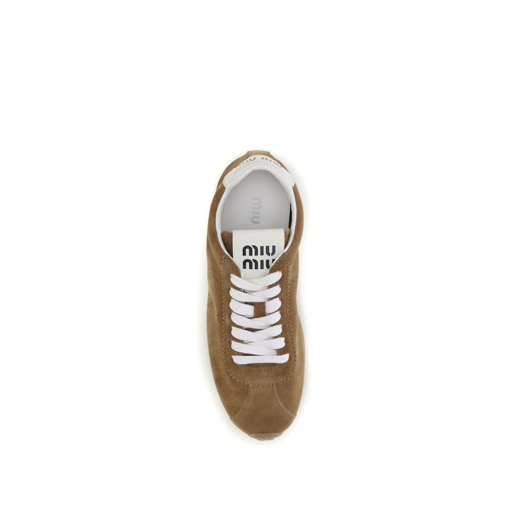 Miu Miu Brown Calf Leather Bos Taurus Athletic Sneakers | Regal Royce