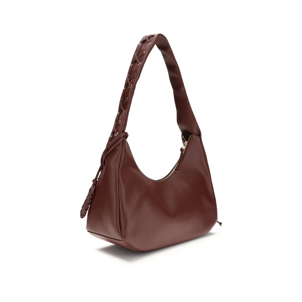 Ganni Bordeaux Recycled Leather Shoulder Bag | Regal Royce
