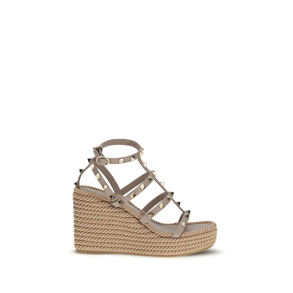 Valentino Garavani Beige Calf Leather Bos Taurus Espadrilles | Regal Royce