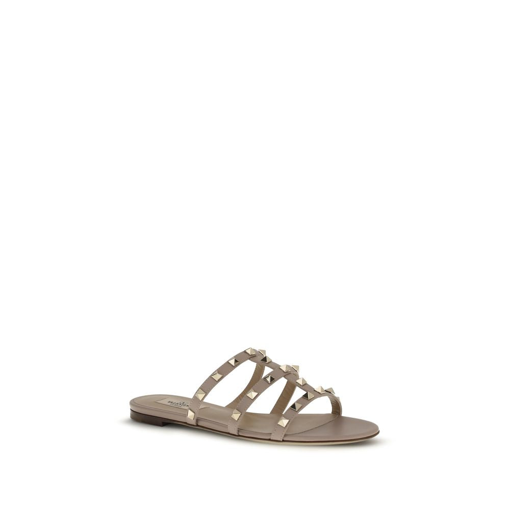 Valentino Garavani Beige Calf Leather Bos Taurus Sandals | Regal Royce