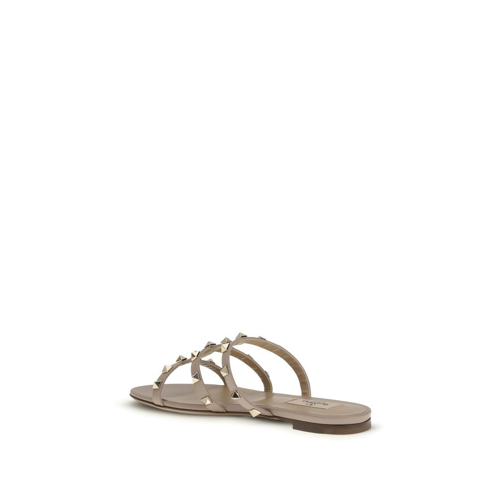 Valentino Garavani Beige Calf Leather Bos Taurus Sandals | Regal Royce
