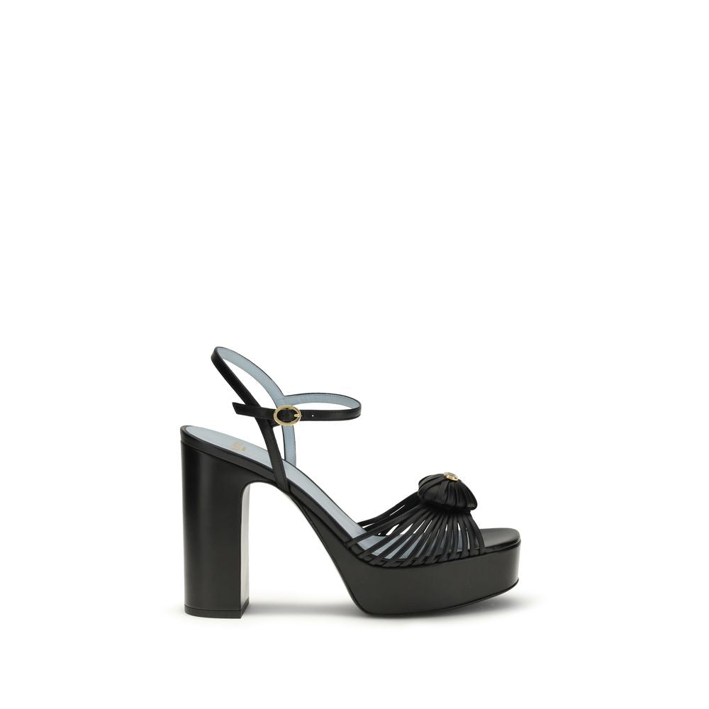 Valentino Garavani Black Goatskin Platform Sandals | Regal Royce