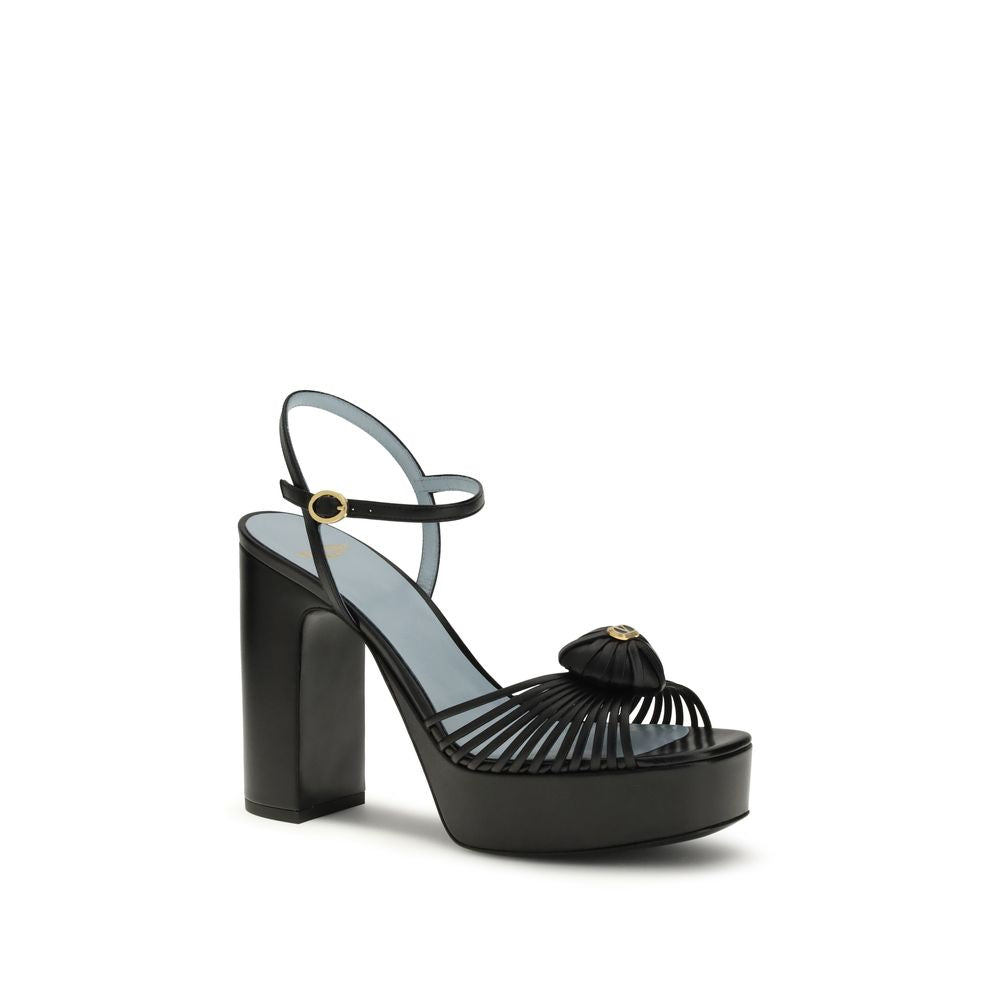 Valentino Garavani Black Goatskin Platform Sandals | Regal Royce