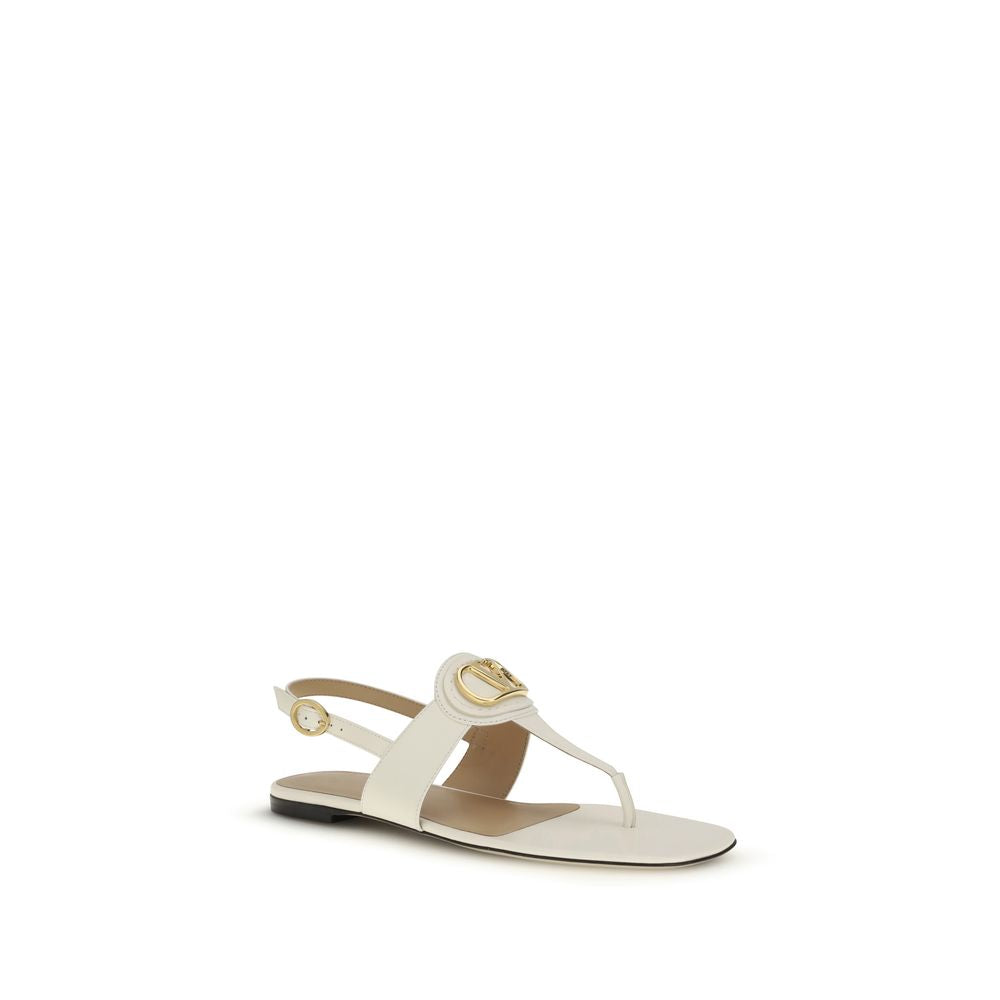 Valentino Garavani Cream Calf Leather Bos Taurus Flat Sandals | Regal Royce