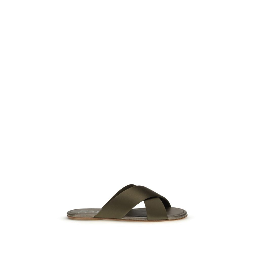Pedro García Brown Silk Flat Sandals | Regal Royce