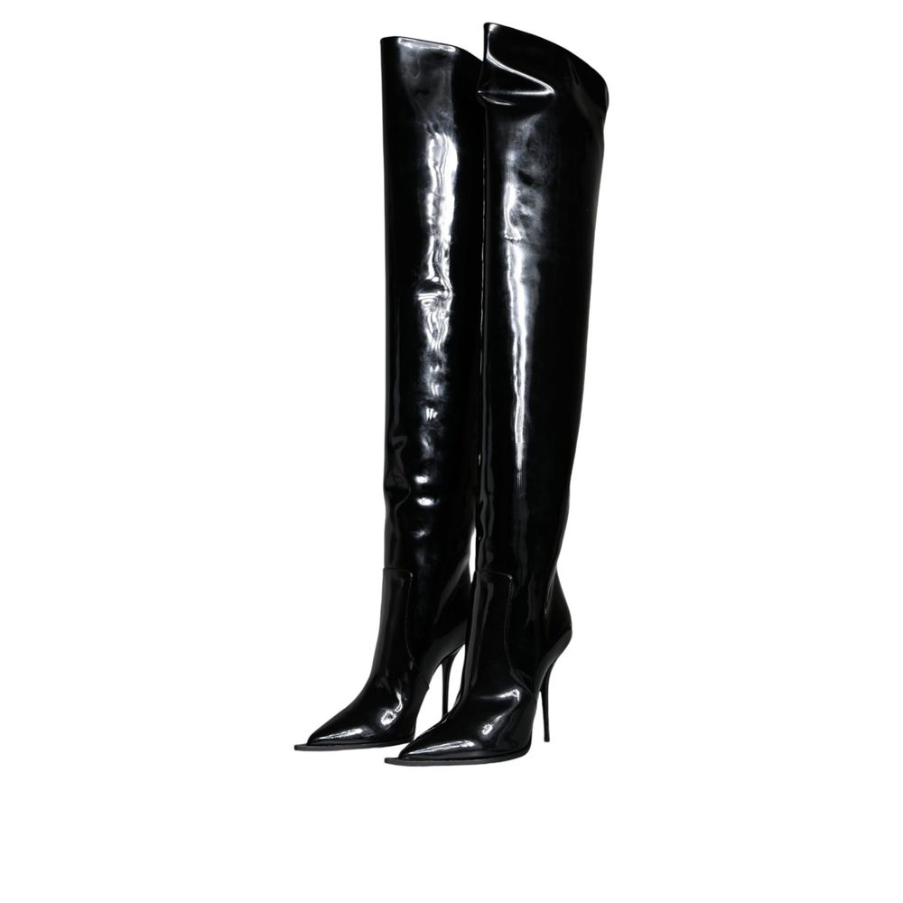 Dolce & Gabbana Black Leather Over The Knee | Regal Royce