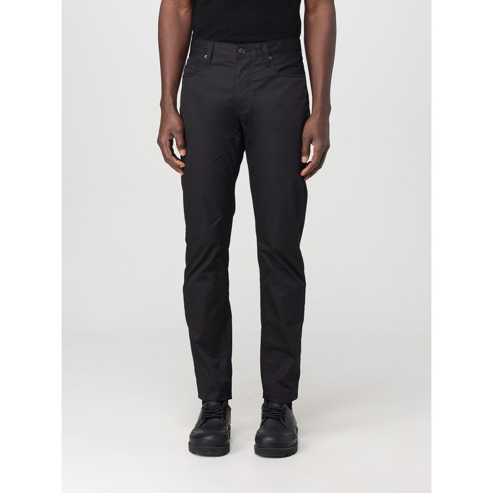 Emporio Armani Black Cotton Casual Pants | Regal Royce