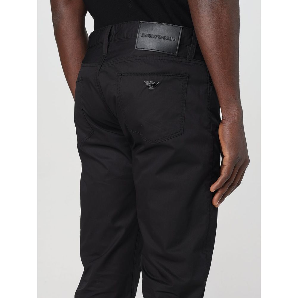 Emporio Armani Black Cotton Casual Pants | Regal Royce