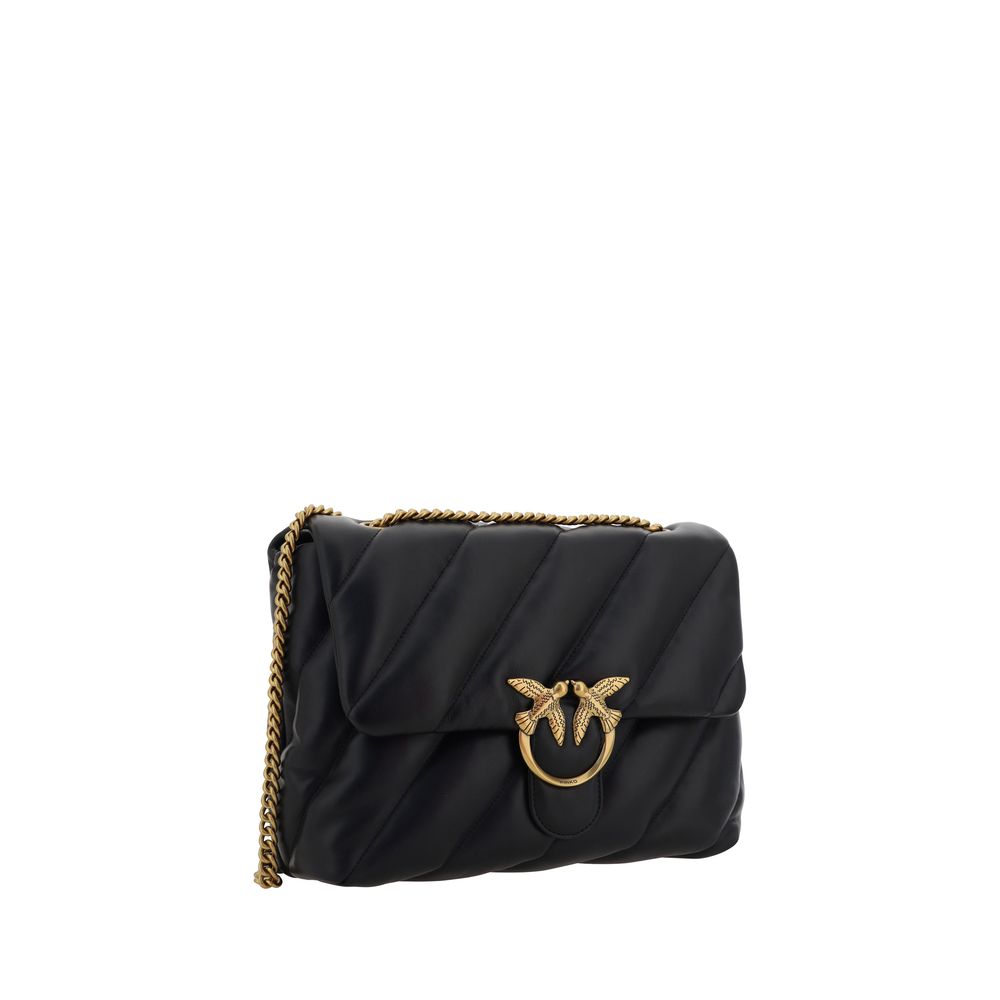 PINKO Black Calf Leather Bos Taurus Shoulder Bag | Regal Royce