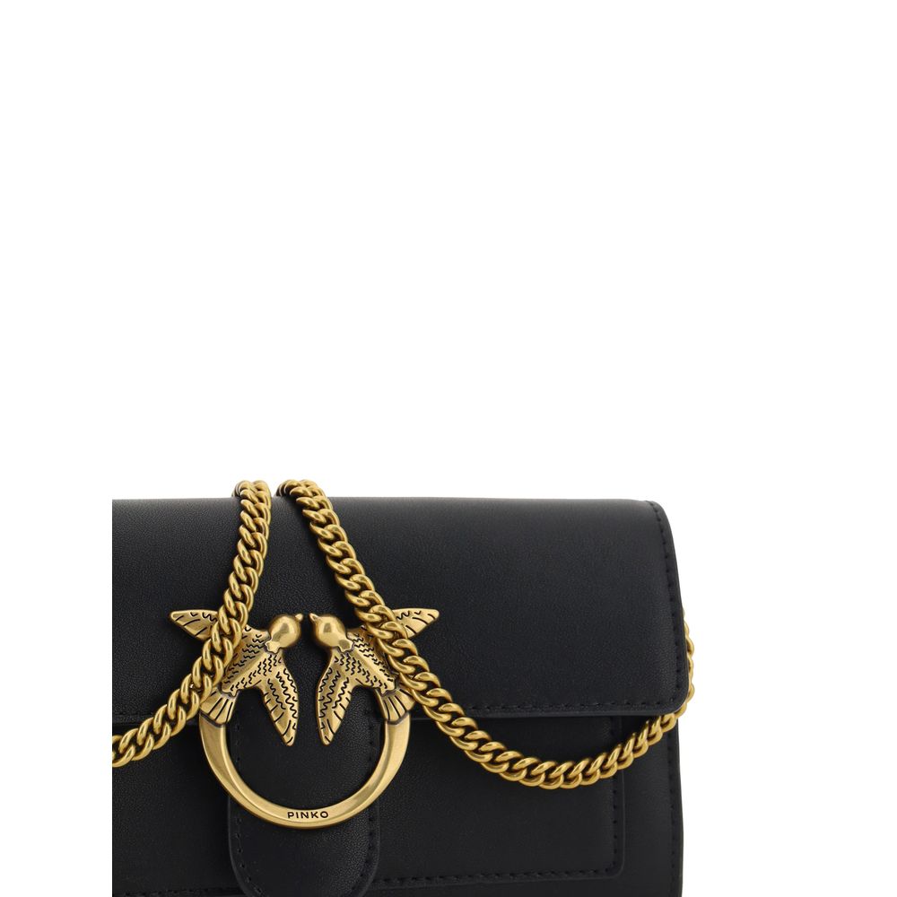 PINKO Black Calf Leather Bos Taurus Shoulder Bag | Regal Royce