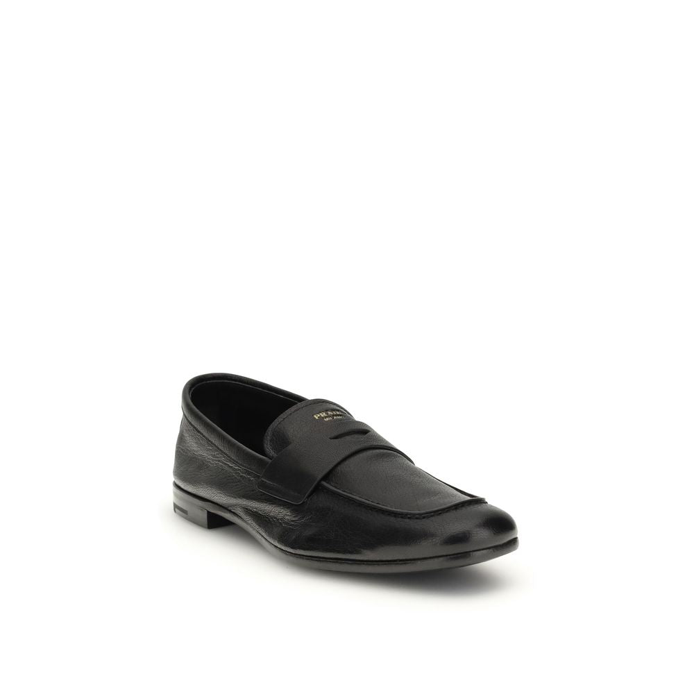 Prada Black Goatskin Slip-On Loafers | Regal Royce