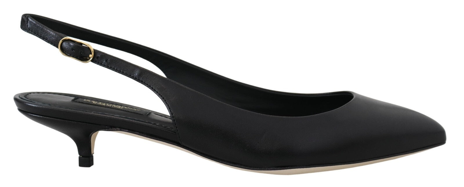 Dolce & Gabbana Black Leather Slingbacks Heels Pumps Shoes | Regal Royce