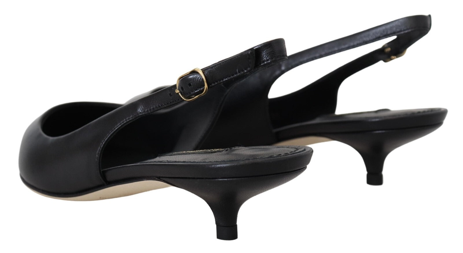 Dolce & Gabbana Black Leather Slingbacks Heels Pumps Shoes | Regal Royce