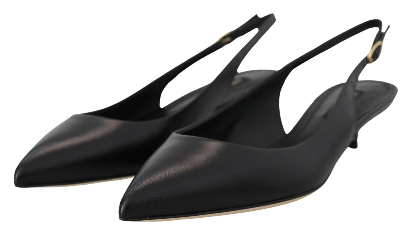 Dolce & Gabbana Black Leather Slingbacks Heels Pumps Shoes | Regal Royce