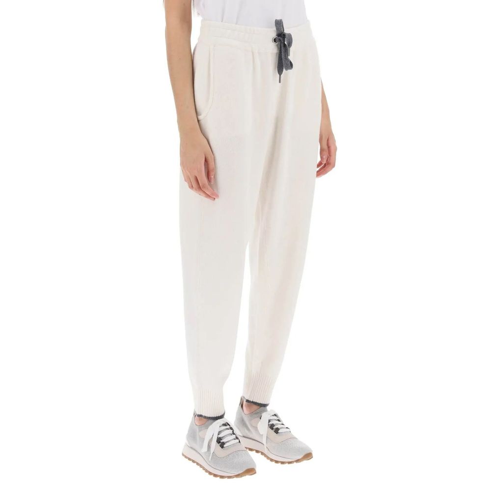 Brunello Cucinelli White Cashmere Casual Pants | Regal Royce