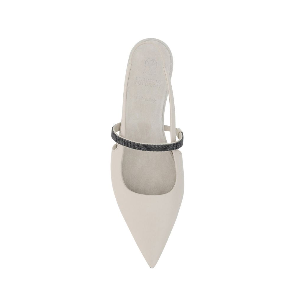 Brunello Cucinelli White Calfskin Ballet Flats | Regal Royce