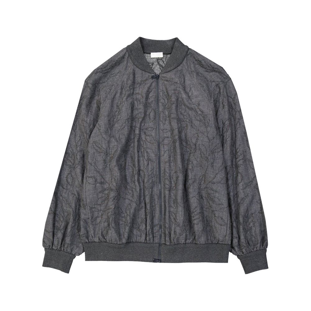 Brunello Cucinelli Gray Virgin Wool Bomber | Regal Royce