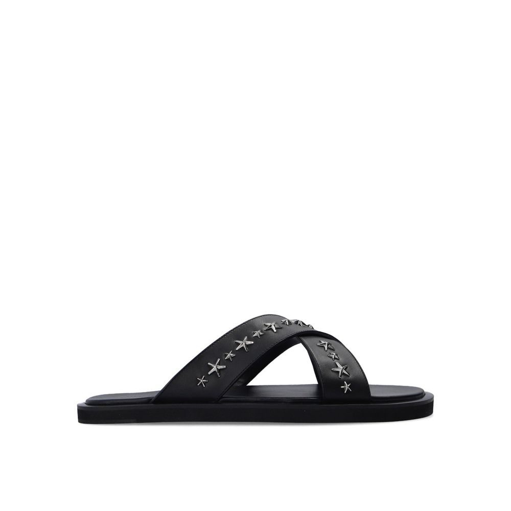 Jimmy Choo Black Calfskin Flat Sandals | Regal Royce