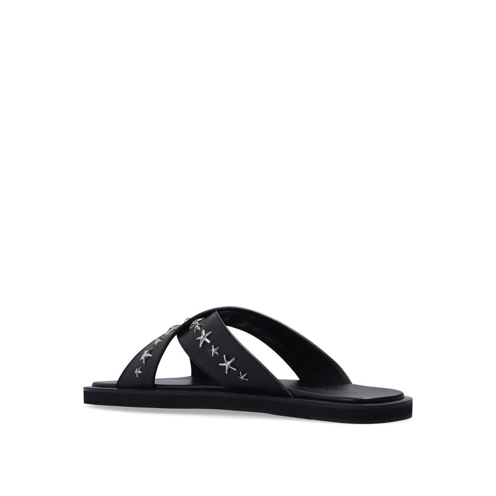 Jimmy Choo Black Calfskin Flat Sandals | Regal Royce