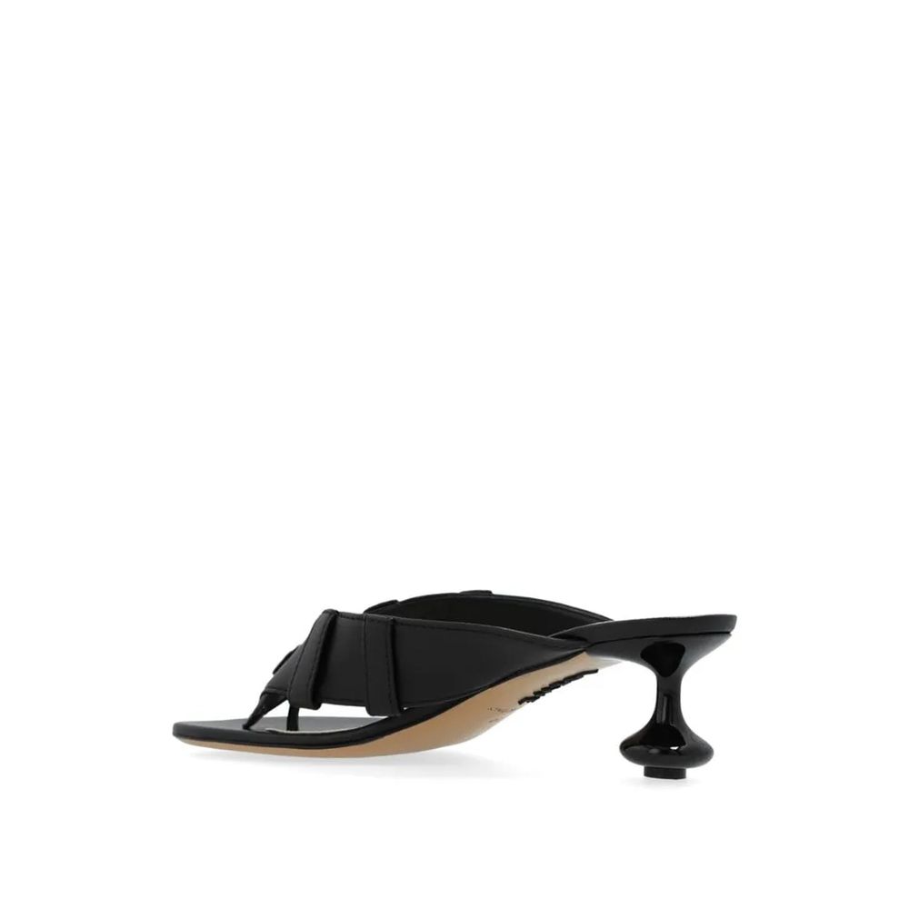 Loewe Black Lamb Leather Flat Sandals | Regal Royce