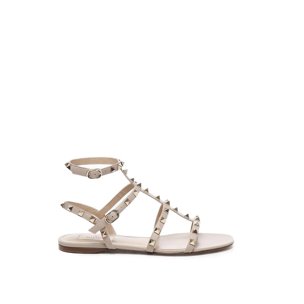 Valentino Garavani Beige Calfskin Flat Sandals | Regal Royce